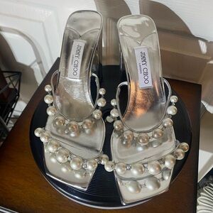 Jimmy Choo Silver Pearl-Embellished Women's Shoes